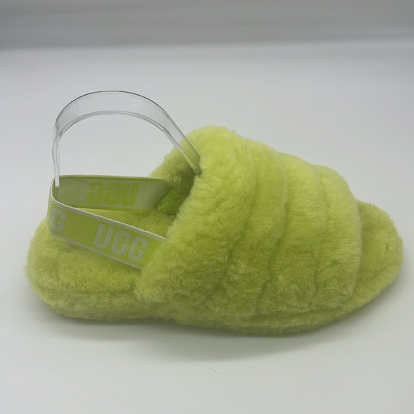 UGG - Fluff Yeah Sli In Lime Green Open Toe Slip On Ankle Strap Sandal Size 8 - Picture 5 of 14